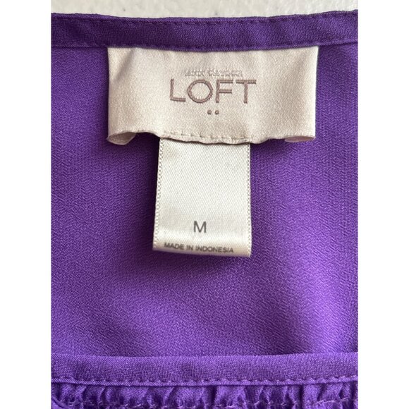 Loft Womens Purple Sleeveless Blouse  Ruffle Detail Size Medium Office Dressy - Picture 4 of 7